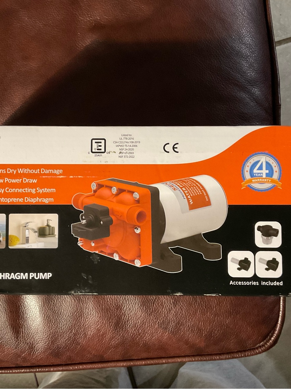 4-Year Warranty Orange and White Diaphragm Pump for Home Water Systems
